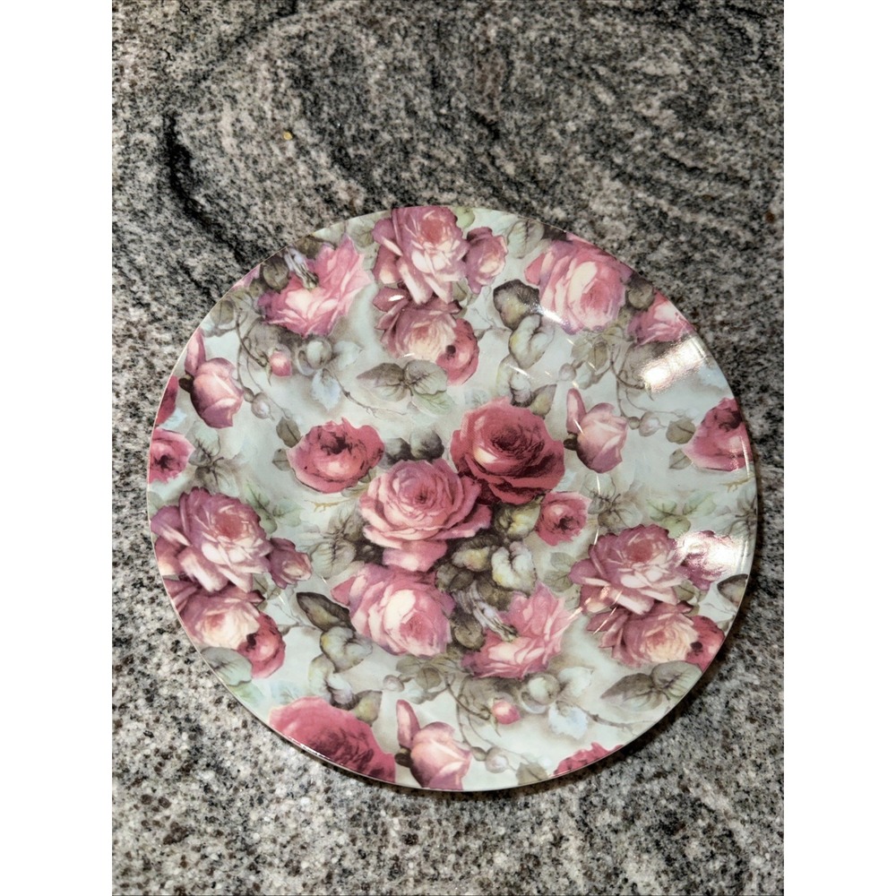 Baum Bros Formalities Pink Rose Chintz Soup Bowl 8" Gold Trim